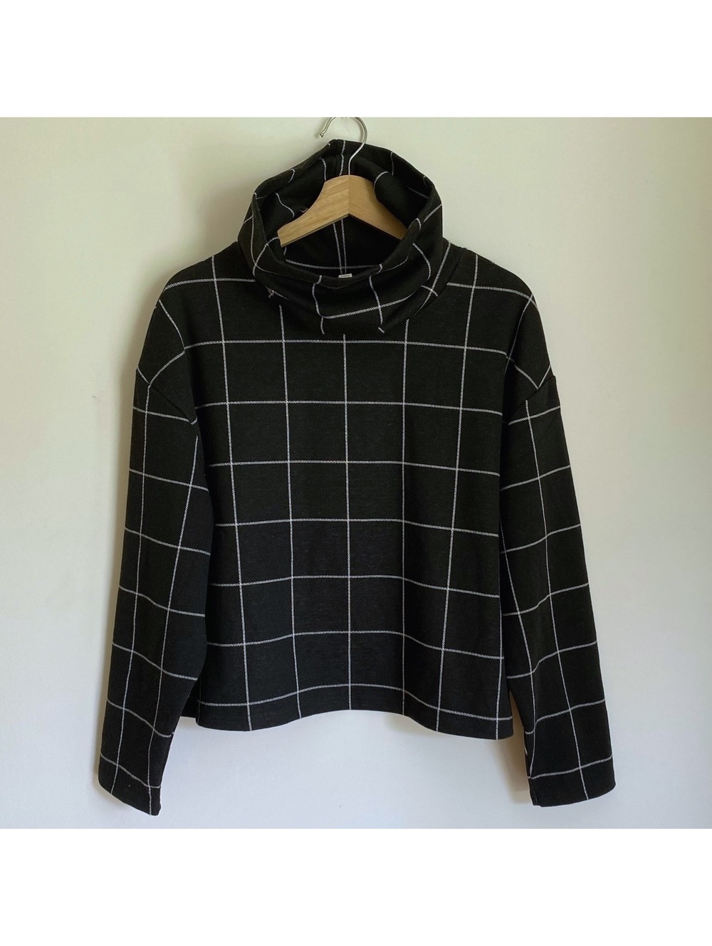 Jules & Leopold Black Windowpane Cowl Neck Ponte Knit Sweater XL Tall